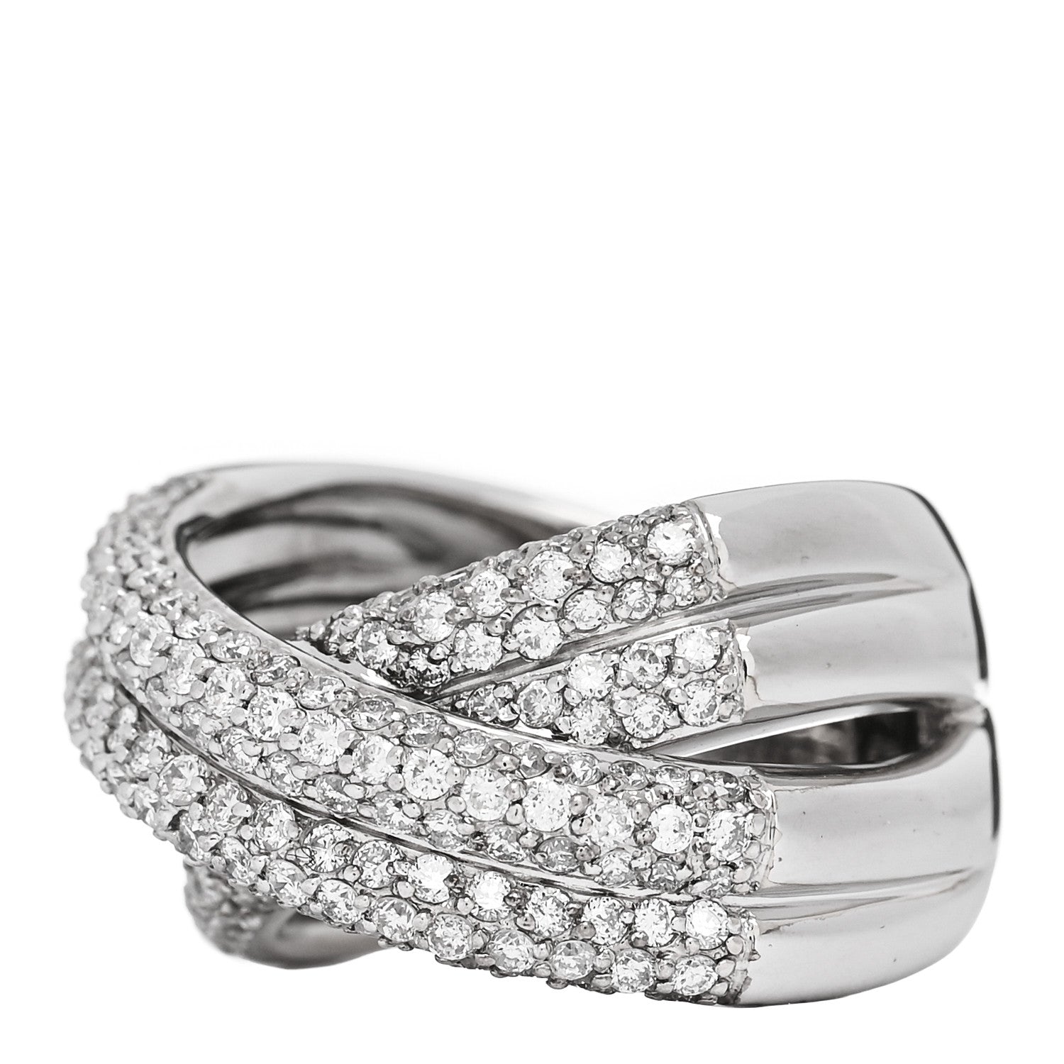 Parker & West by FASHIONPHILE 18K White Gold Diamond 1.75ctw Crossover Band Ring 58 8.25 3 of 11