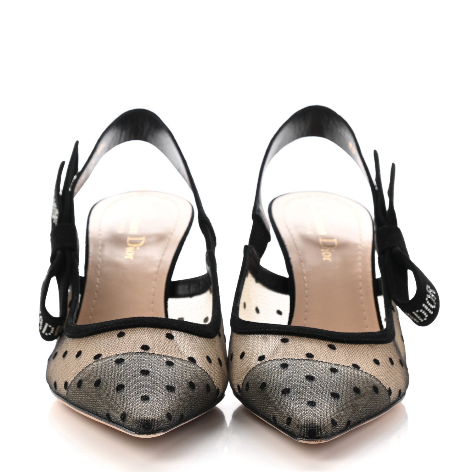 Christian Dior Mesh Plumetis Crystal Suede J'Adior Slingback 65mm Pumps 39.5 Nude Black 2 of 8