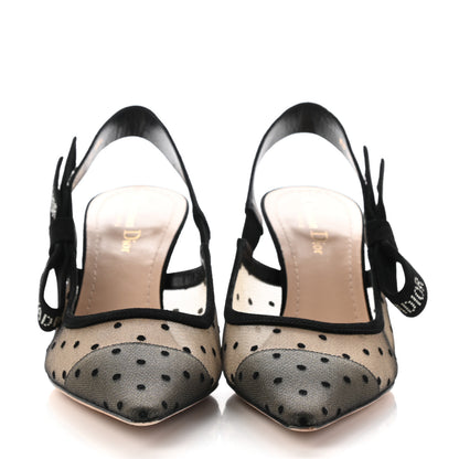 Christian Dior Mesh Plumetis Crystal Suede J'Adior Slingback 65mm Pumps 39.5 Nude Black 2 of 8