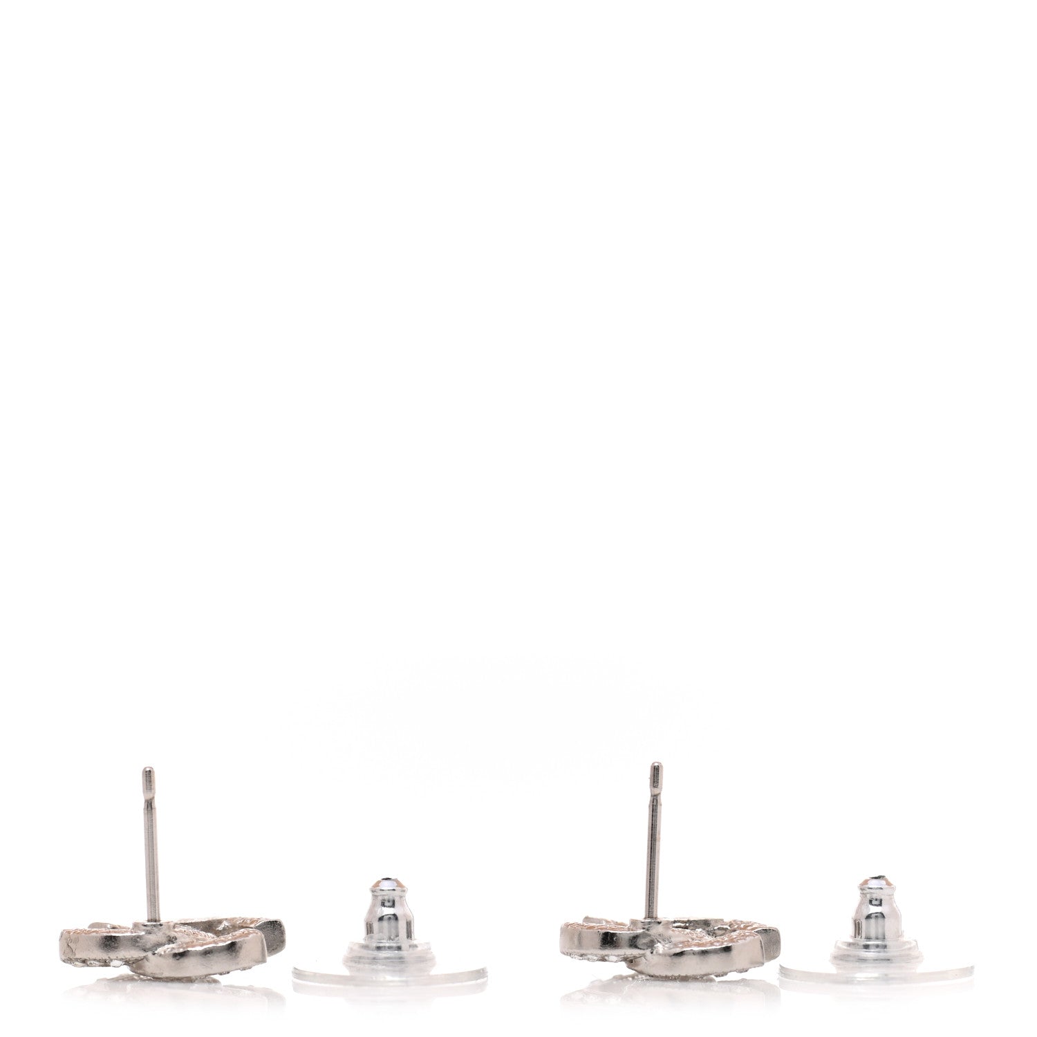 Chanel Crystal Timeless CC Earrings Silver 3 of 5