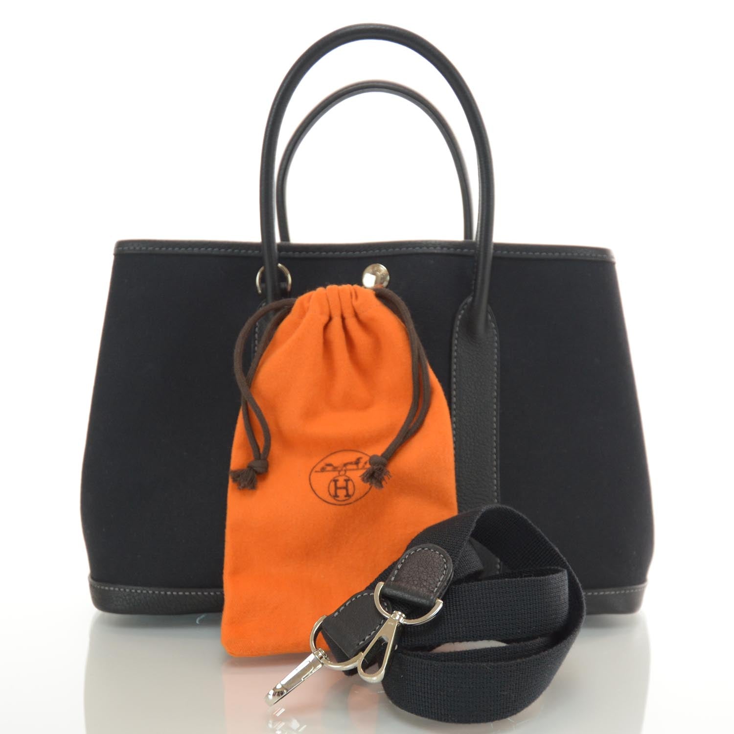 Hermes Toile Leather Garden Party TPM Black 8 of 9