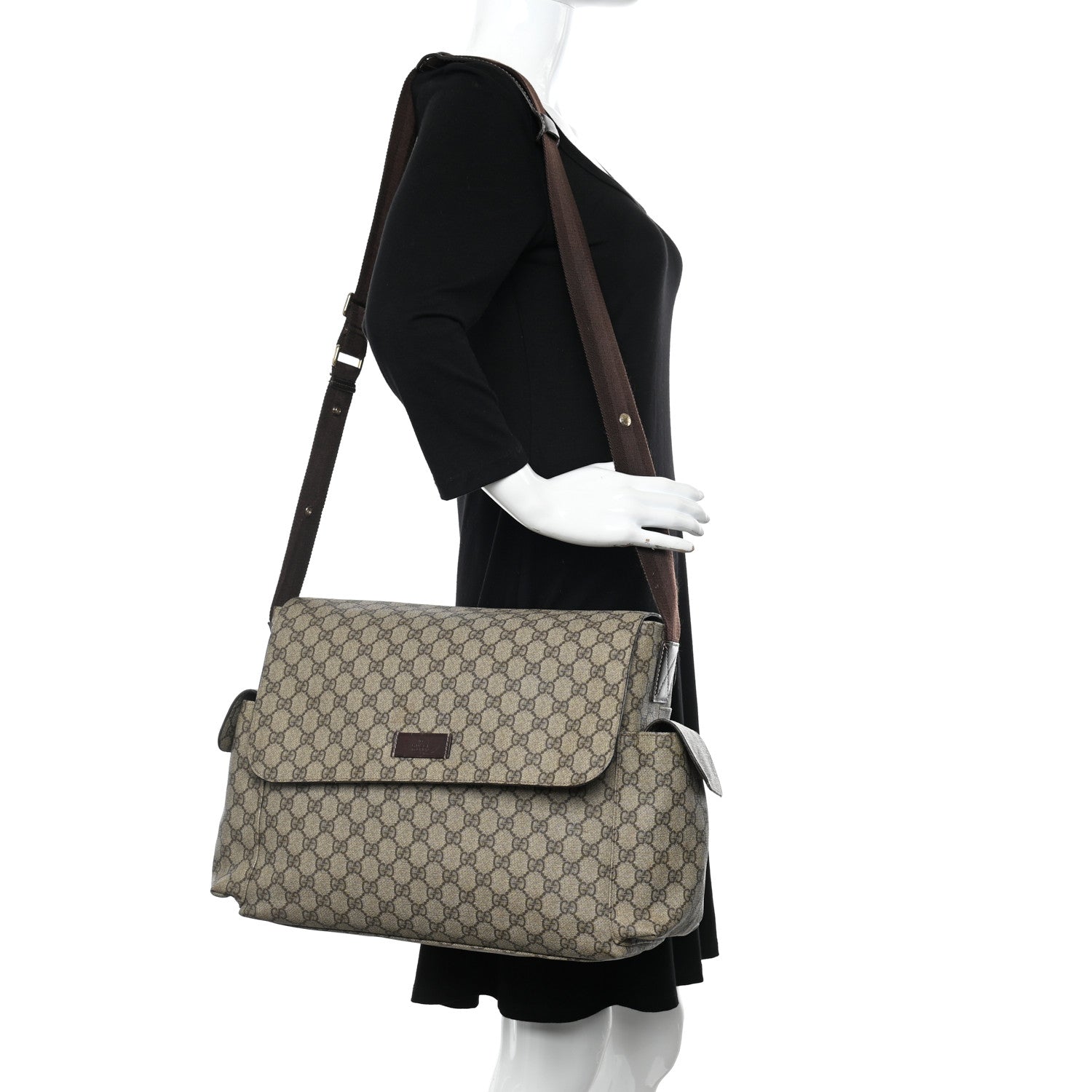 Gucci GG Plus Monogram Messenger Diaper Bag Dark Brown 2 of 16