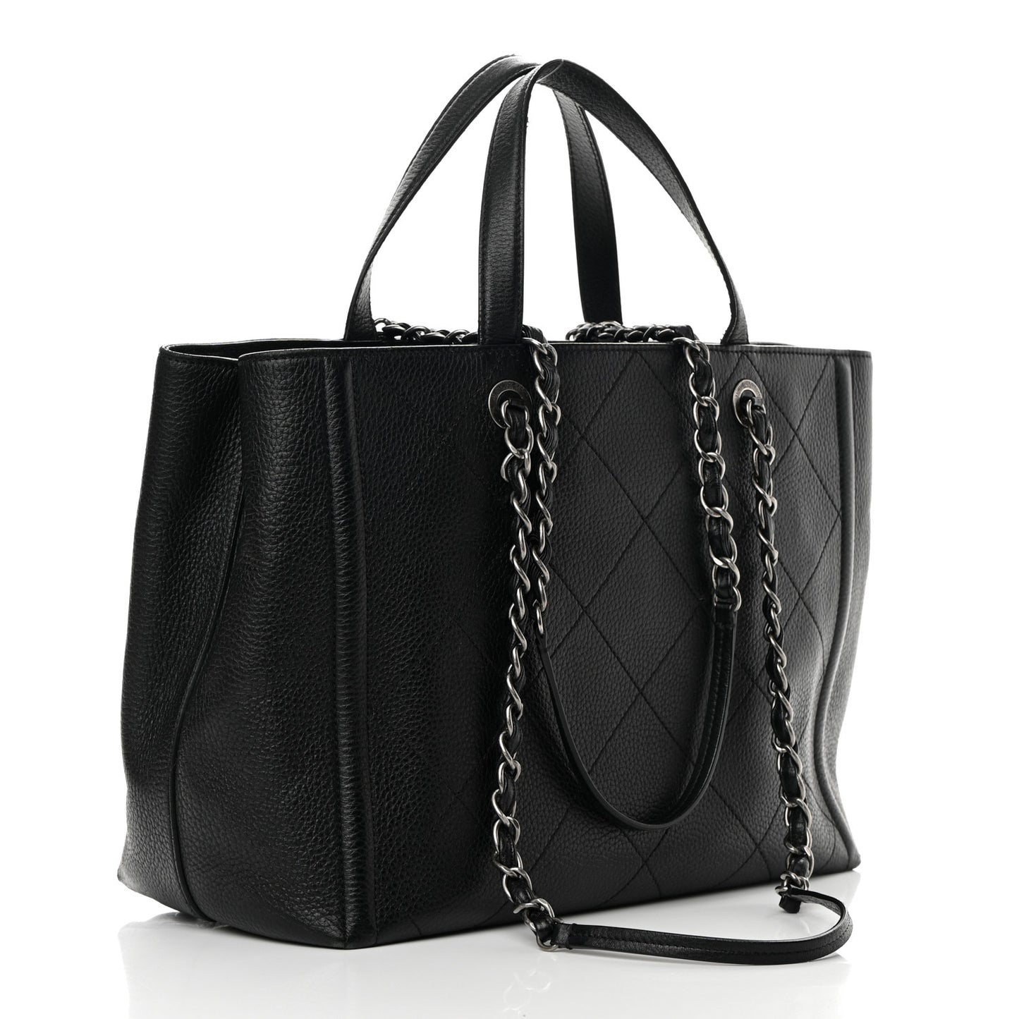 Deerskin Stitched Medium CC Shopping Tote Black