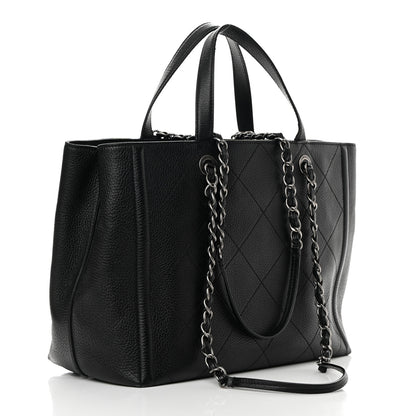 Chanel Deerskin Stitched Medium CC Shopping Tote Black 3 of 16