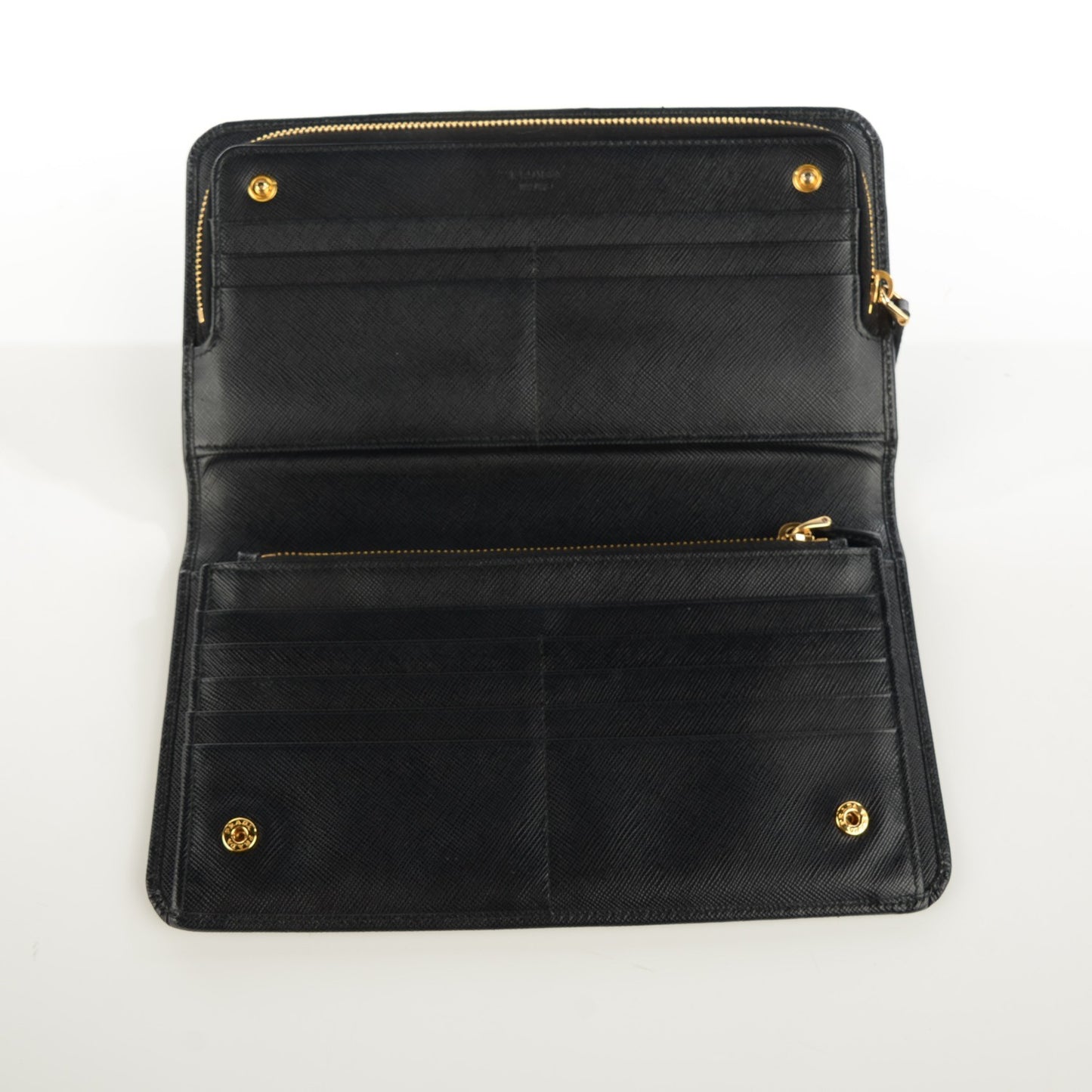 Saffiano Metal Double Snap Travel Wallet Nero Black