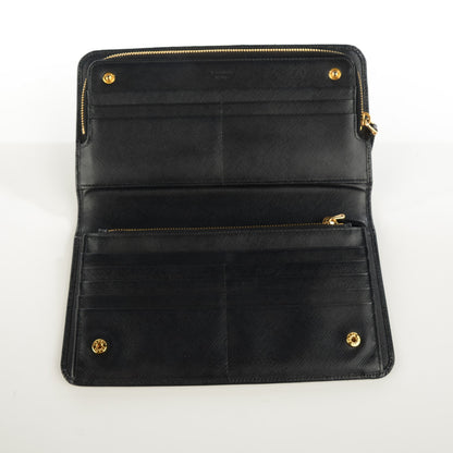 Prada Saffiano Metal Double Snap Travel Wallet Nero Black 6 of 8