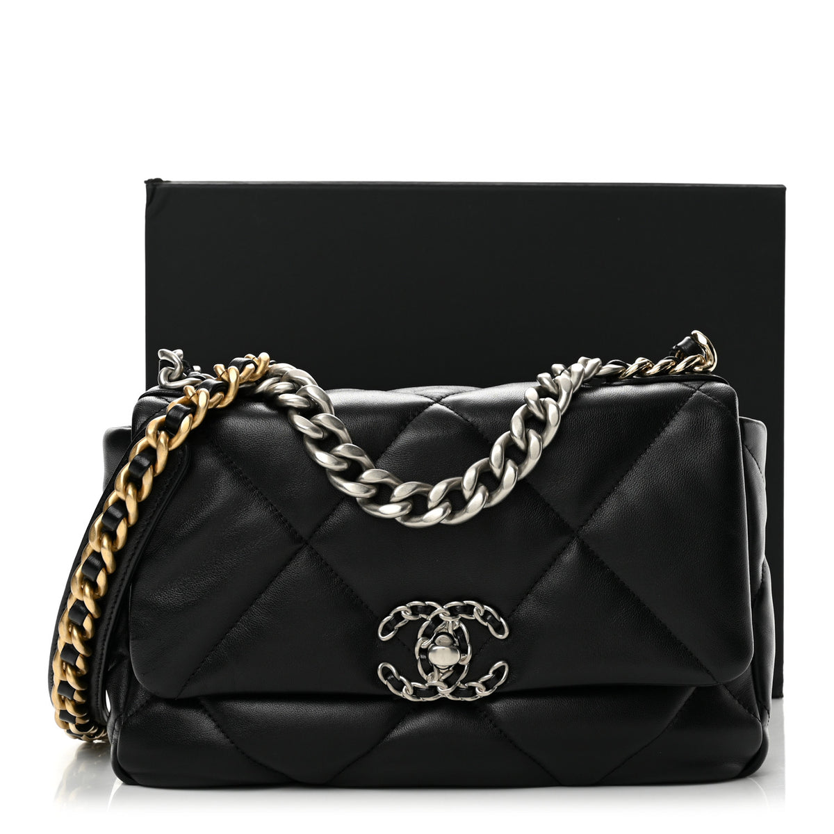 Lambskin Quilted Medium Chanel 19 Flap Black