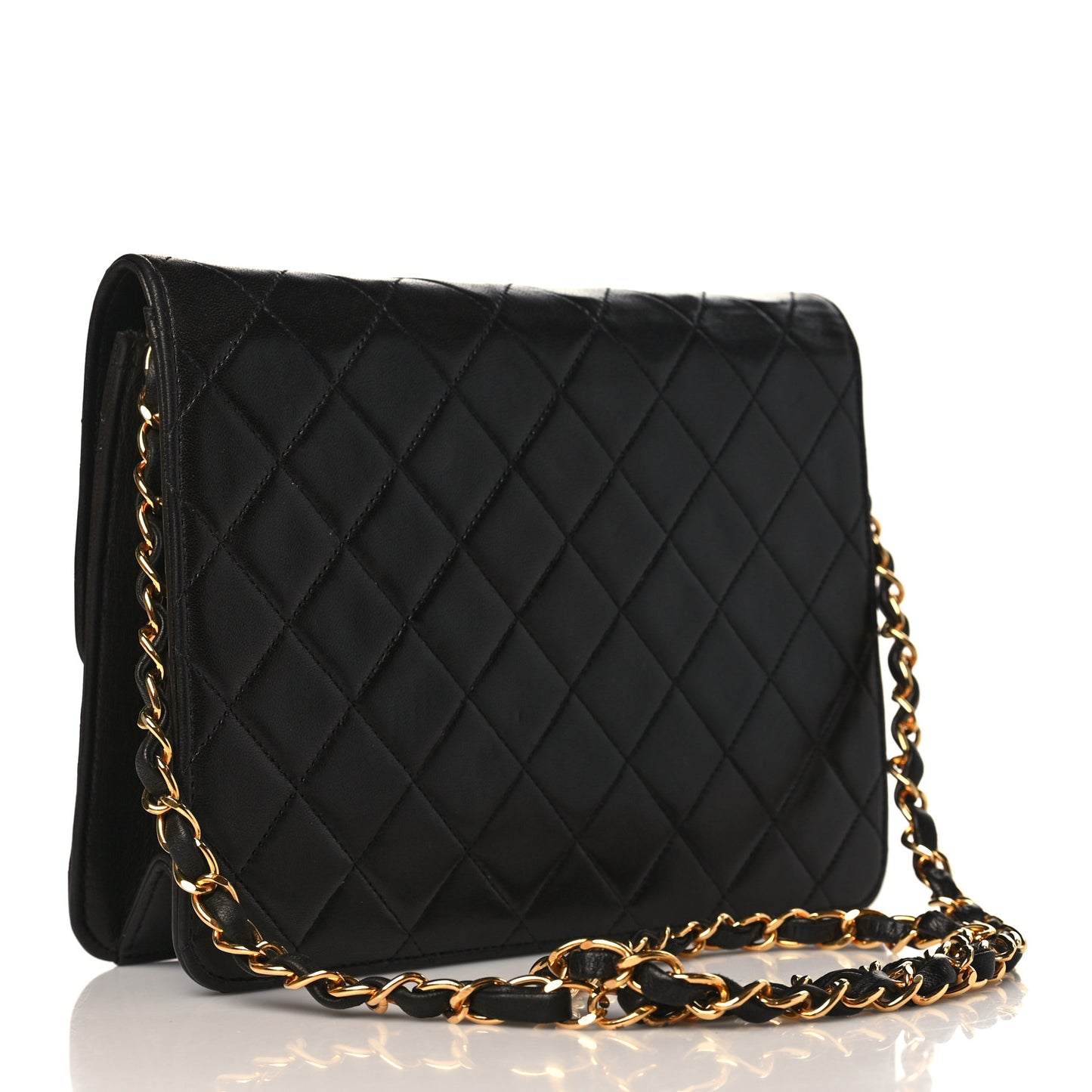 Lambskin Quilted Small Single Flap Black