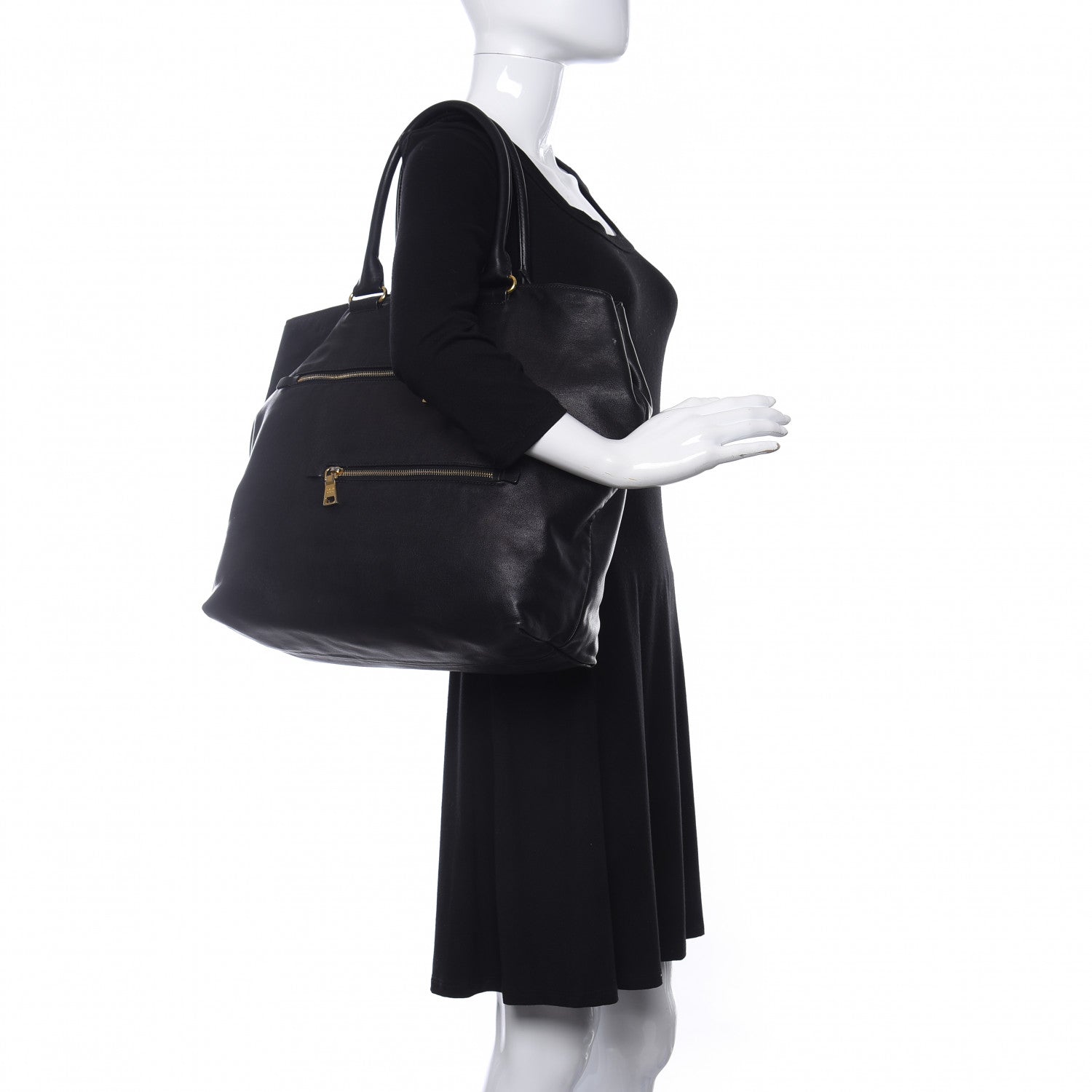 Prada Soft Calf Tote Black 2 of 9