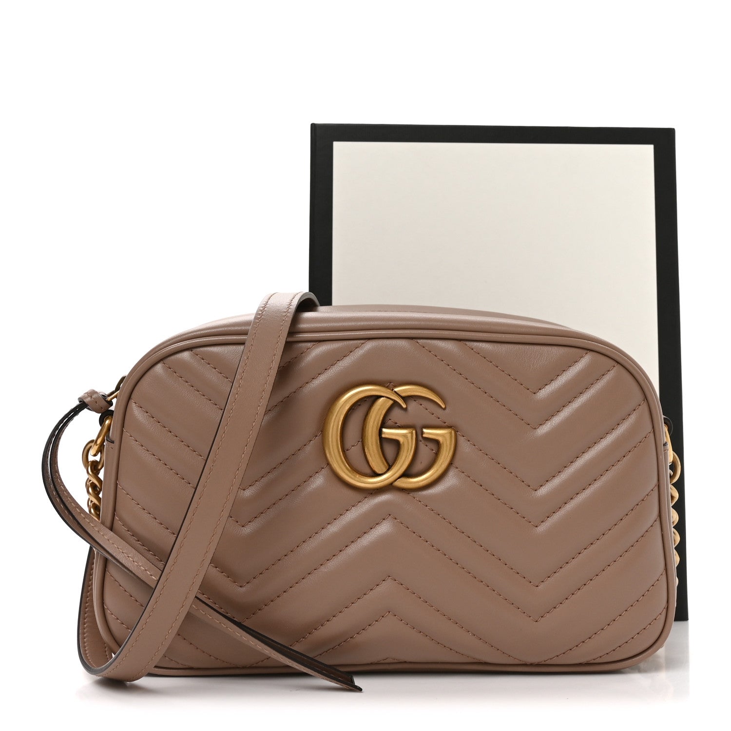 Gucci Calfskin Matelasse Small GG Marmont Chain Shoulder Bag Porcelain Rose 11 of 11