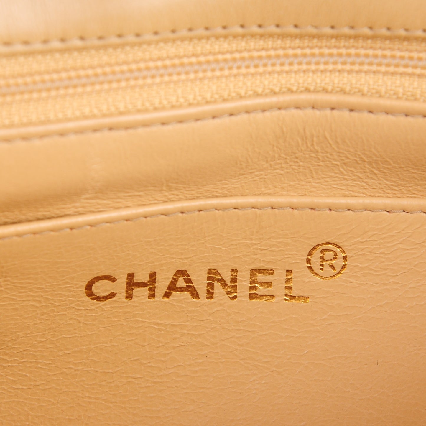 Lambskin Quilted Mini Square Flap Beige