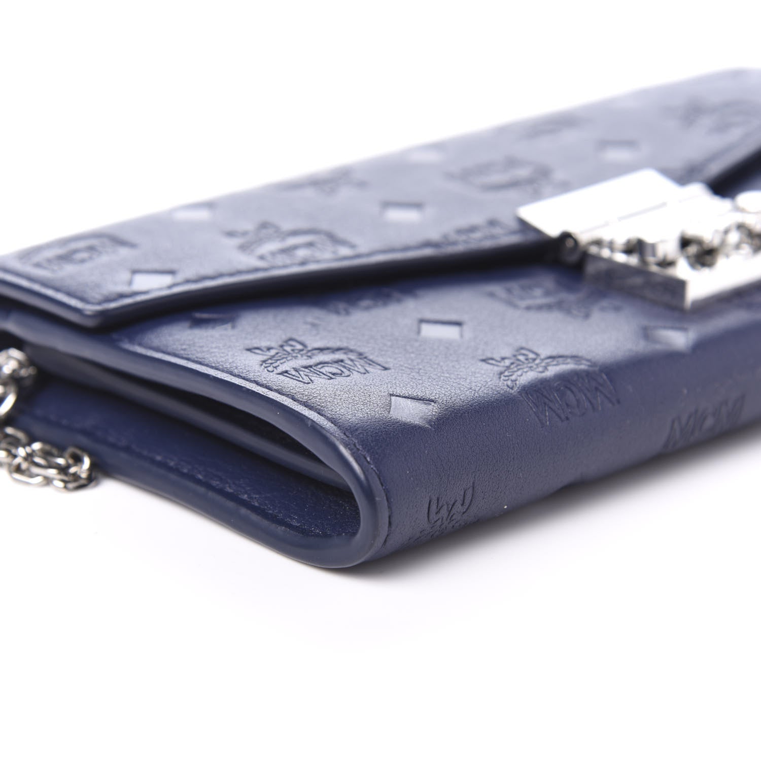 MCM Calfskin Ottomar Large Patricia Wallet On Chain Navy Blue 6 of 9