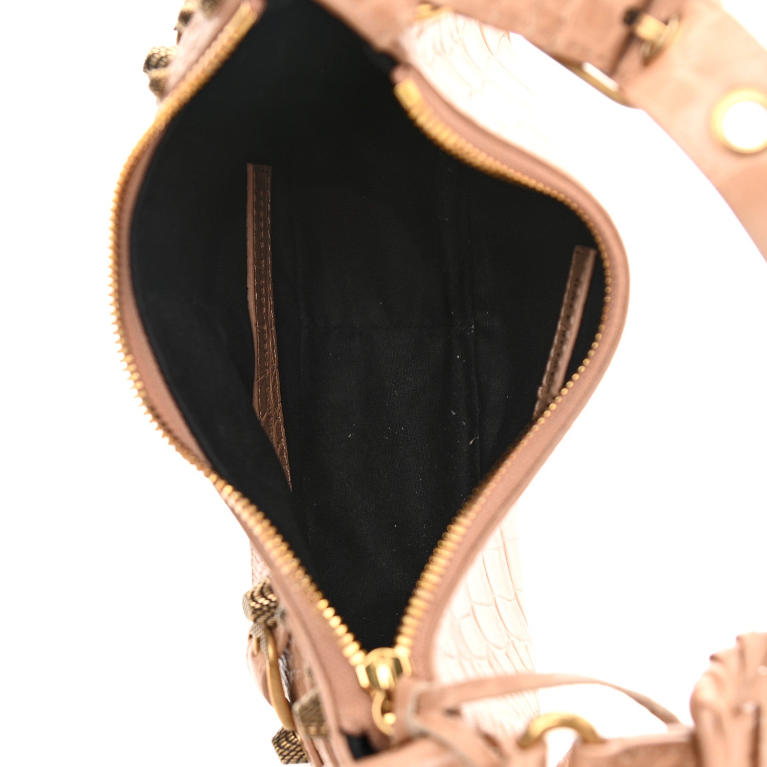 Balenciaga Extra Supple Calfskin Crocodile Embossed Le Cagole Shoulder Bag XS Nude Beige 5 of 8