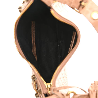 Balenciaga Extra Supple Calfskin Crocodile Embossed Le Cagole Shoulder Bag XS Nude Beige 5 of 8