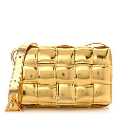 Bottega Veneta Mirror Lambskin Maxi Intreccio Padded Cassette Crossbody Bag Gold 1 of 10