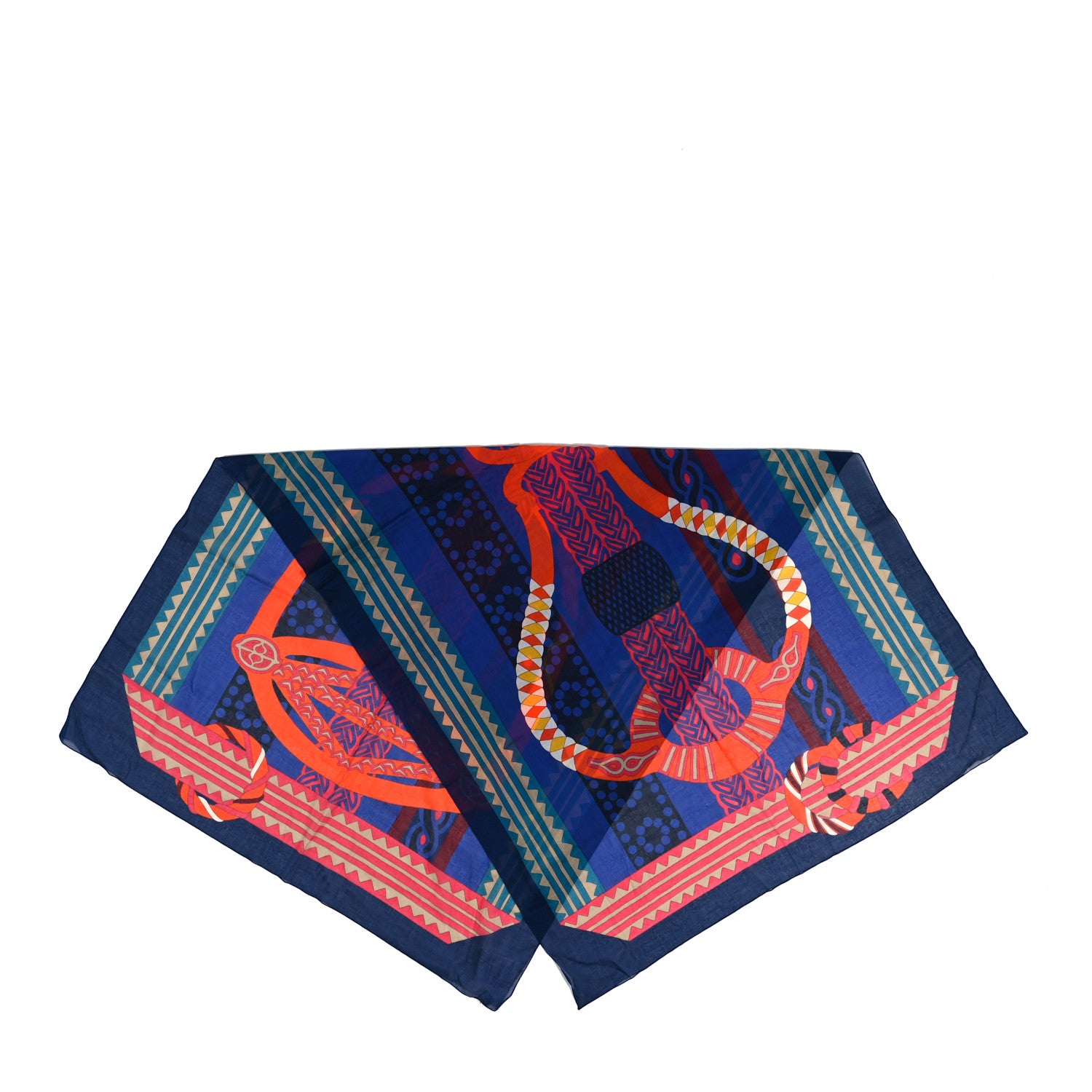 Hermes Cotton Fantaisie d'Etriers Beach Pareo Bleu Outremer 2 of 3