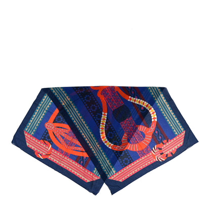Hermes Cotton Fantaisie d'Etriers Beach Pareo Bleu Outremer 2 of 3