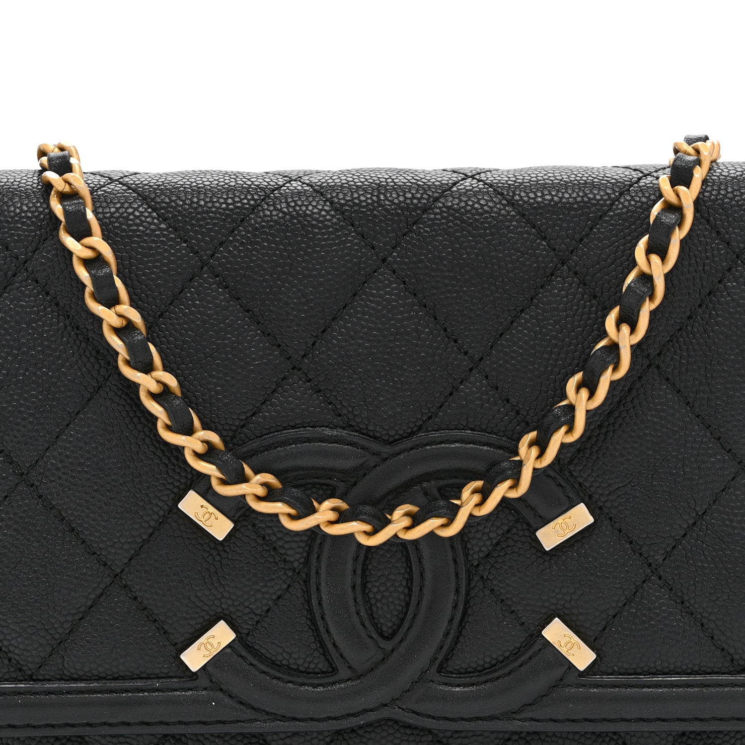 Chanel Caviar Quilted CC Filigree Wallet On Chain WOC Black 9 of 11