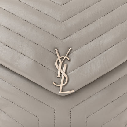 Saint Laurent Calfskin Y Quilted Monogram Large Loulou Chain Satchel Light Grey 8 of 14