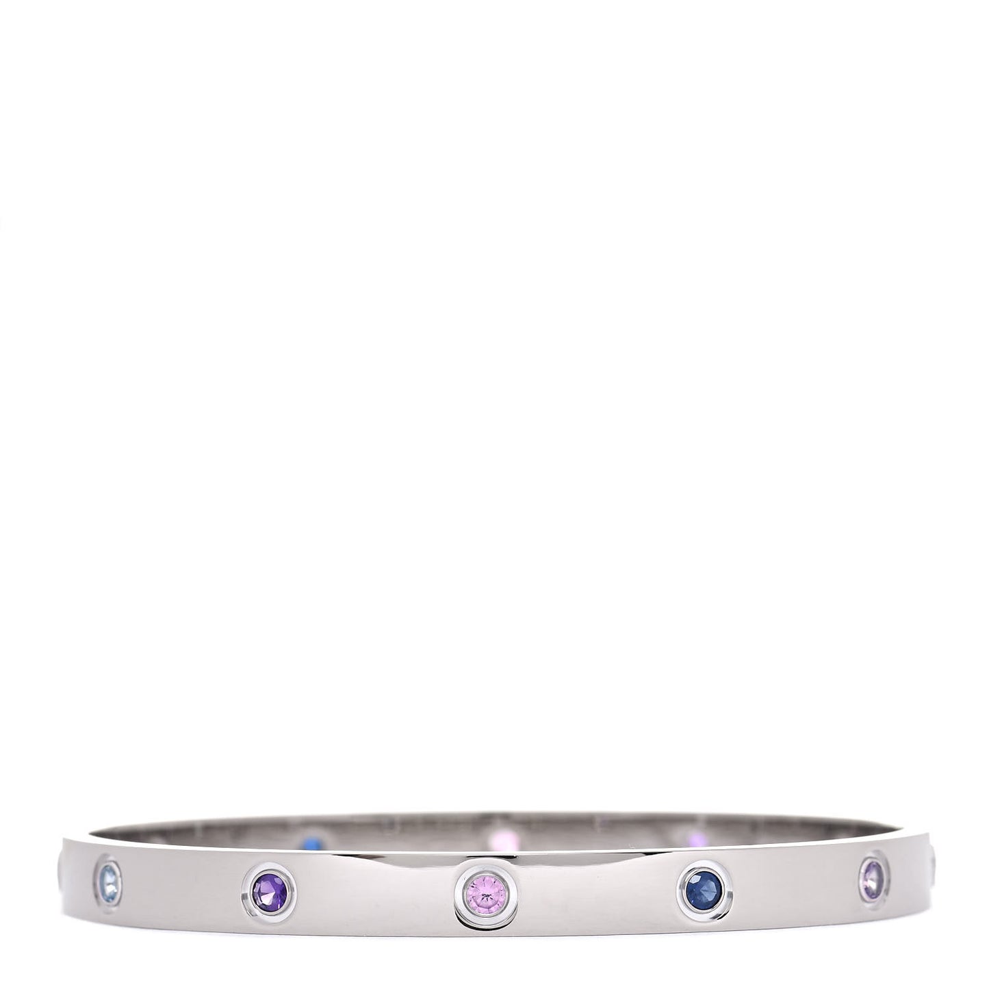 18K White Gold Aquamarine Sapphire Spinel Amethyst LOVE Bracelet 19