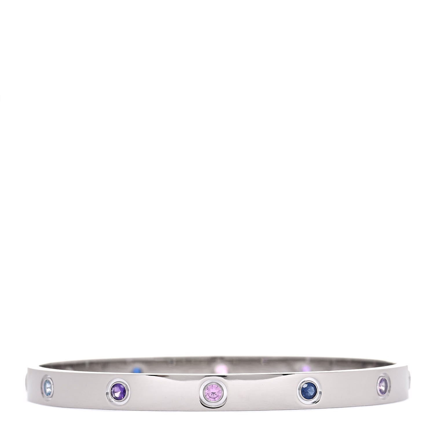 Cartier 18K White Gold Aquamarine Sapphire Spinel Amethyst LOVE Bracelet 19 1 of 6