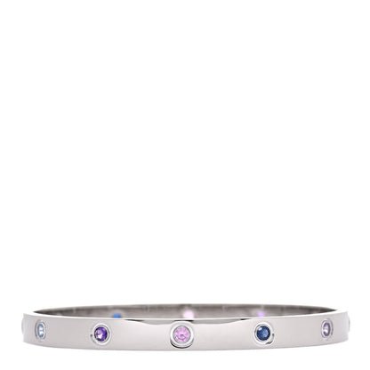 Cartier 18K White Gold Aquamarine Sapphire Spinel Amethyst LOVE Bracelet 19 1 of 6