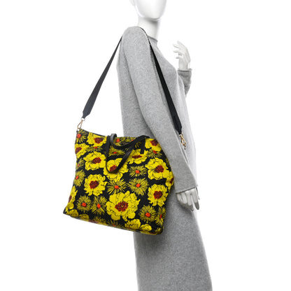 Prada Tessuto Nylon Saffiano Floral Print Tote Giallo 2 of 10