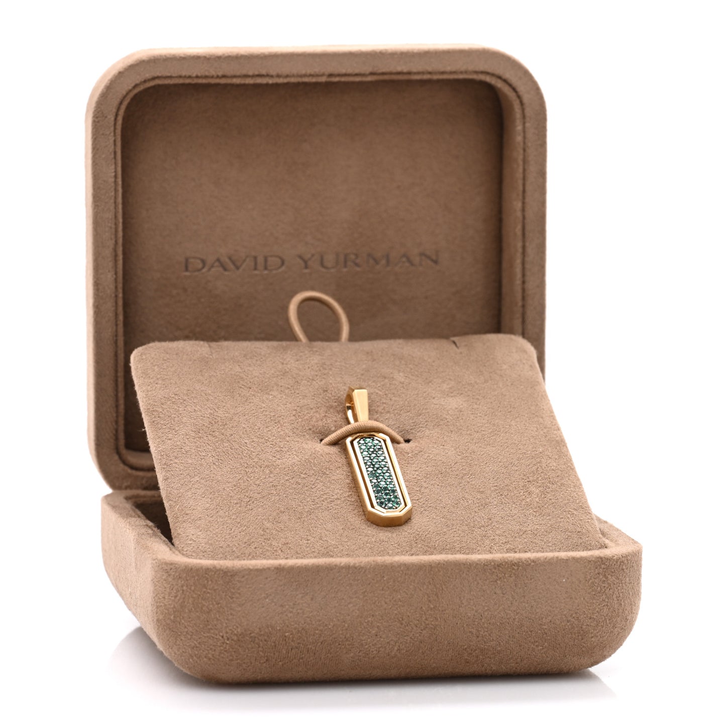 18K Yellow Gold Emerald Malachite Streamline Amulet Pendant