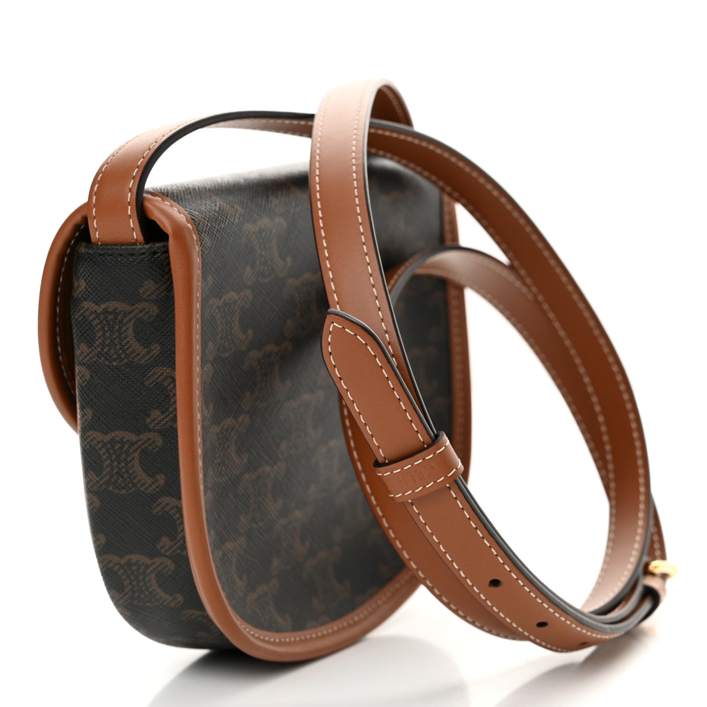 Canvas Calfskin Triomphe Mini Besace Tan