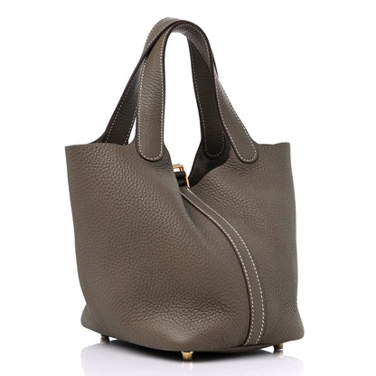 Hermes Taurillon Clemence Picotin Lock 18 PM Etoupe 3 of 9
