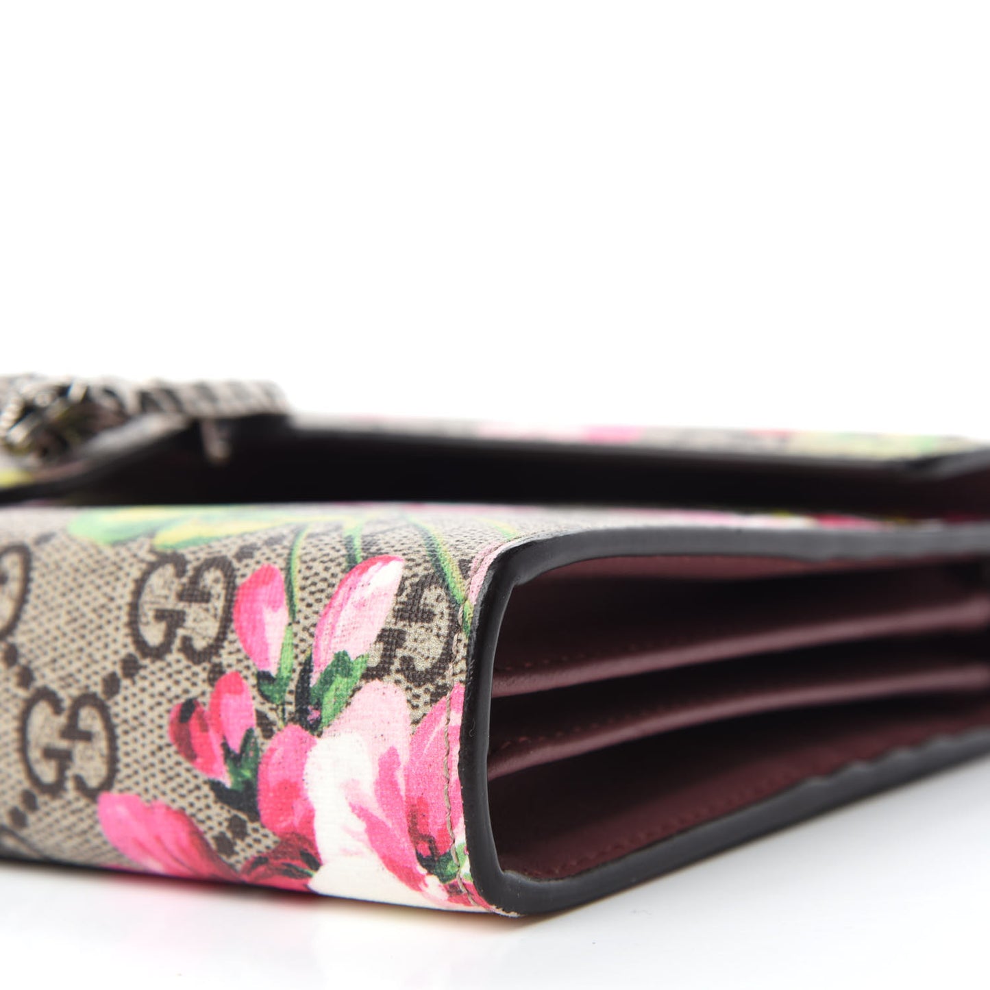 GG Supreme Monogram Blooms Mini Dionysus Chain Wallet Beige Multicolor Dry Rose