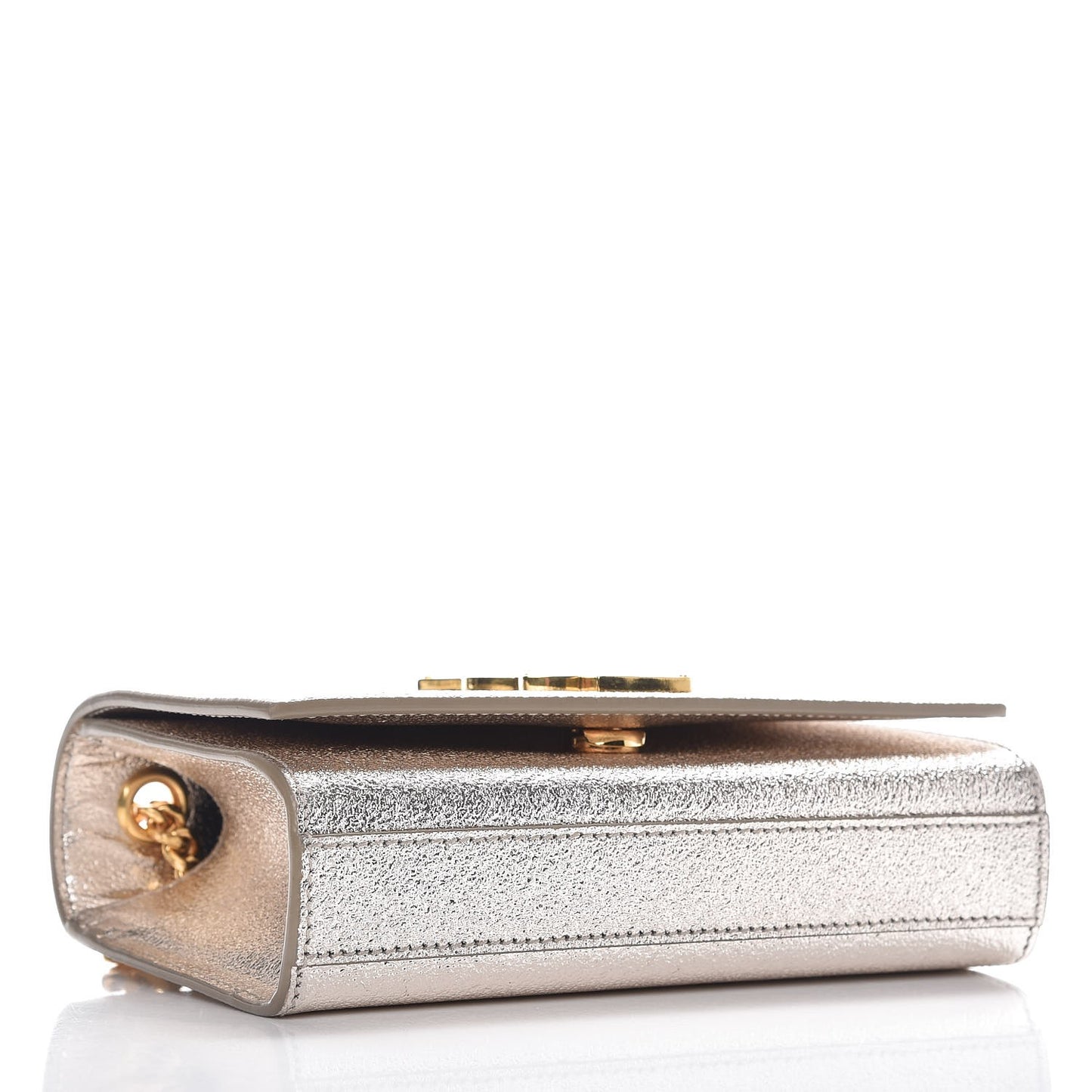 Metallic Calfskin Small Classic Monogram Kate Satchel Pale Gold