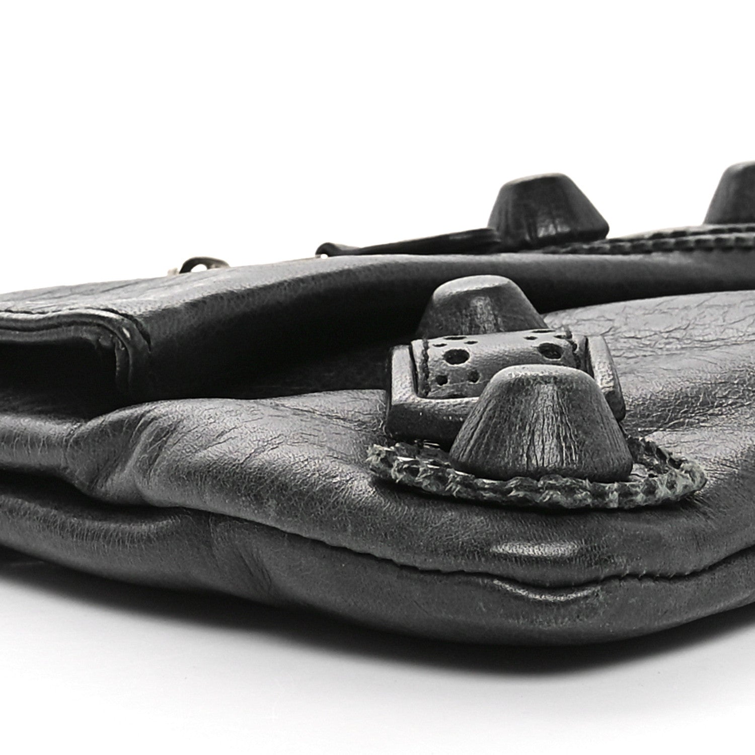 Balenciaga Agneau Giant Brogues Hardware Envelope Clutch Black 9 of 10