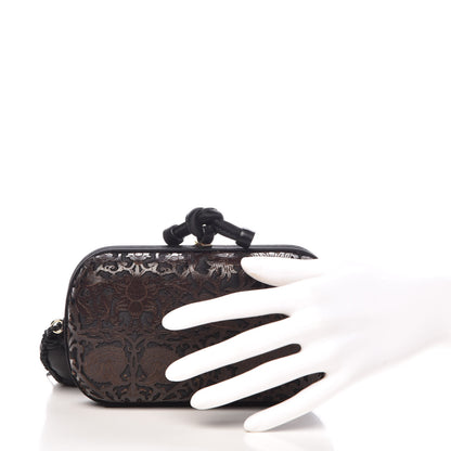 Bottega Veneta Satin Calfskin Floral Lace Tassel Knot Clutch Brown 2 of 8