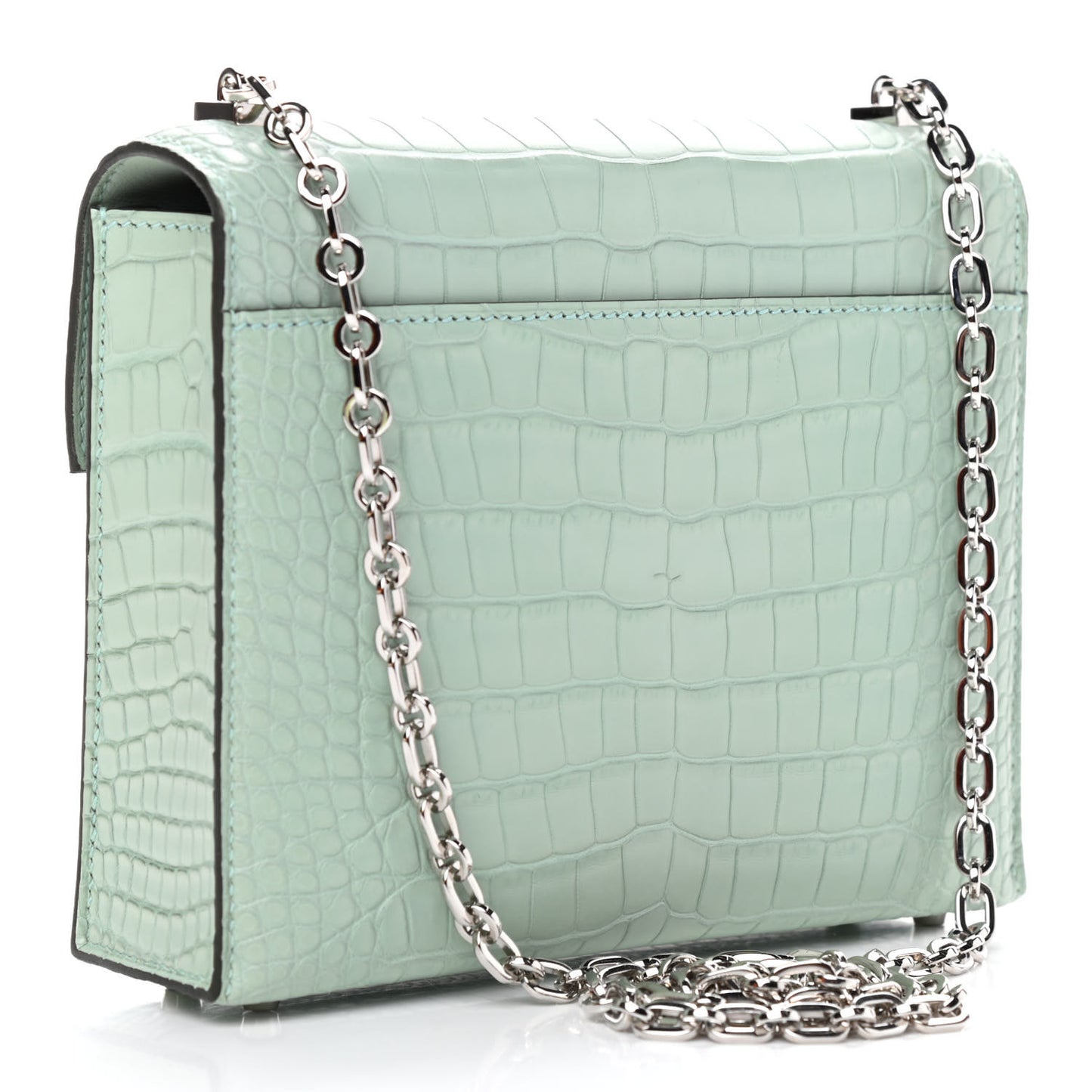 Matte Alligator Mini Verrou Chaine Bag Vert d’eau