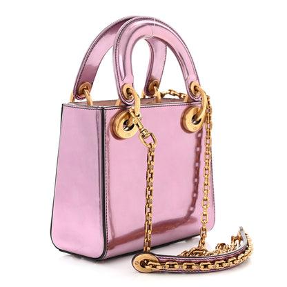 Christian Dior Metallic Glazed Calfskin Mini Lady Dior Pink 3 of 11