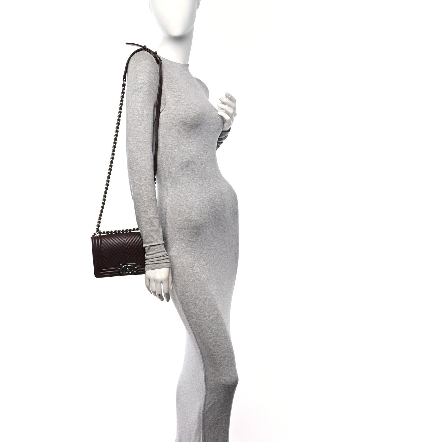 Chanel Calfskin Chevron Quilted Small Boy Flap Burgundy 2 of 10