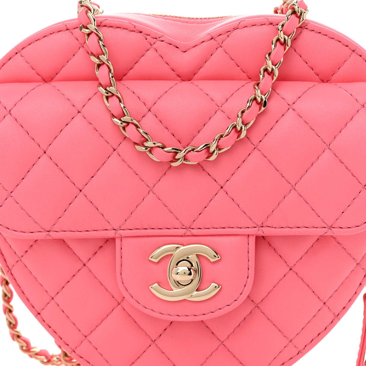 Lambskin Quilted CC In Love Heart Bag Pink
