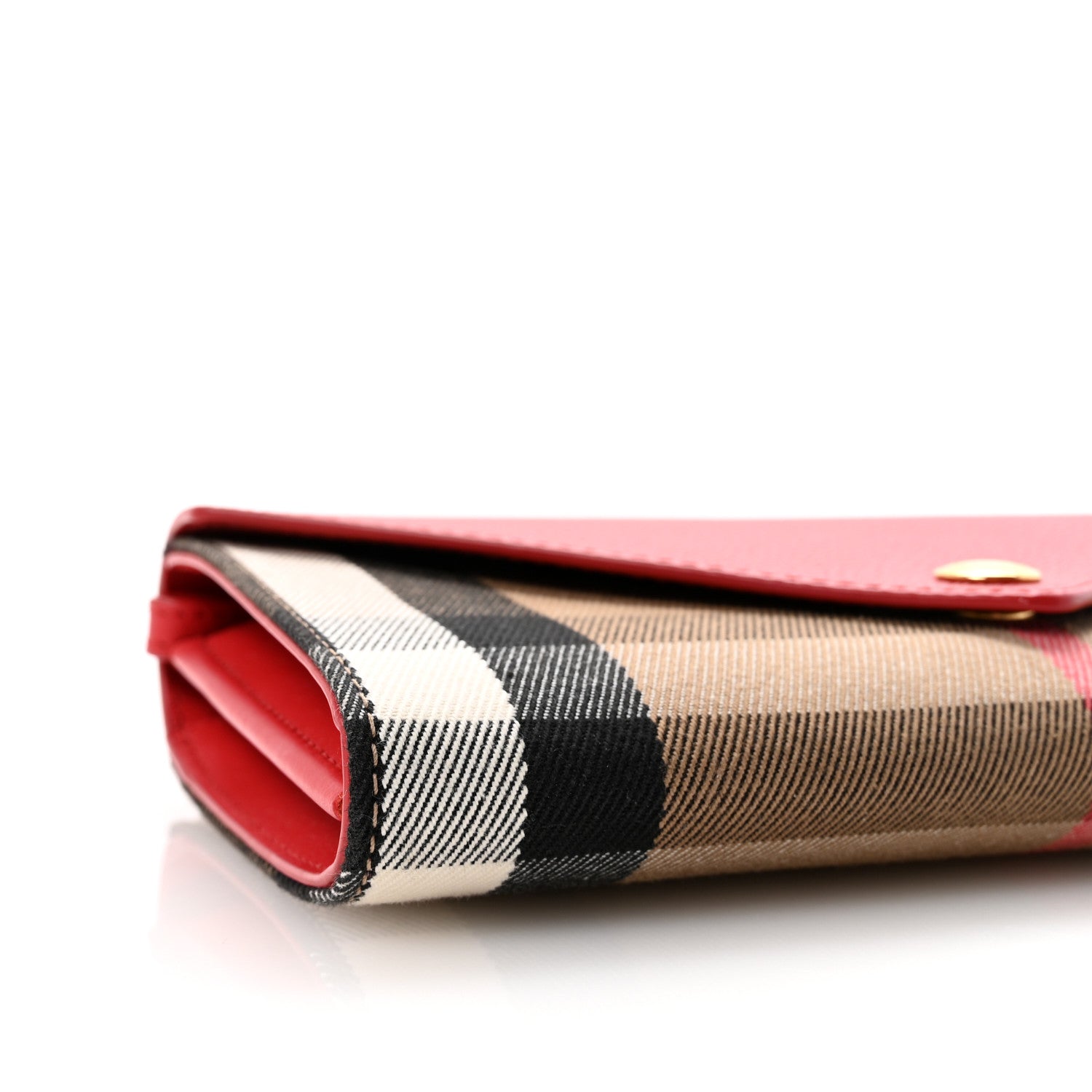 Burberry Calfskin House Check Hannah Wallet with Detachable Strap Bright Red 8 of 9