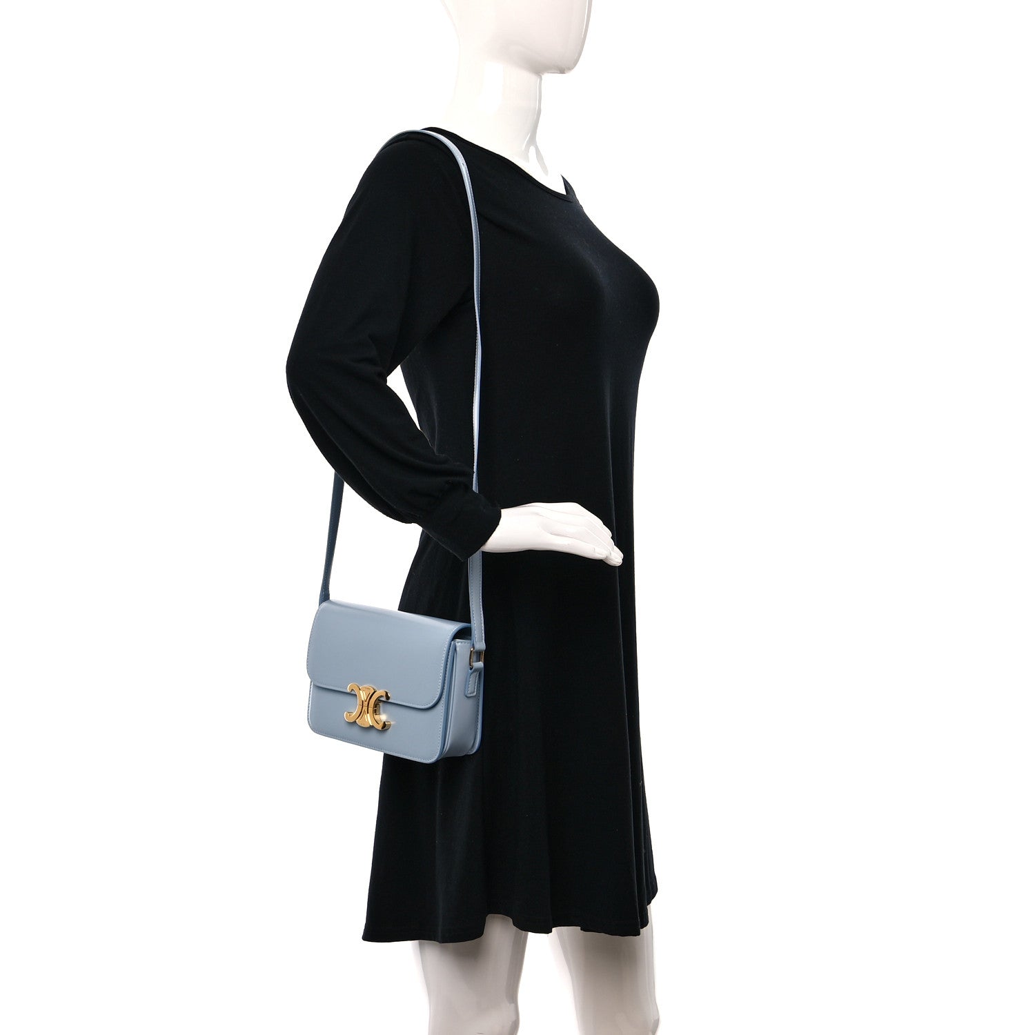 Celine Shiny Calfskin Teen Triomphe Ice Blue 2 of 8
