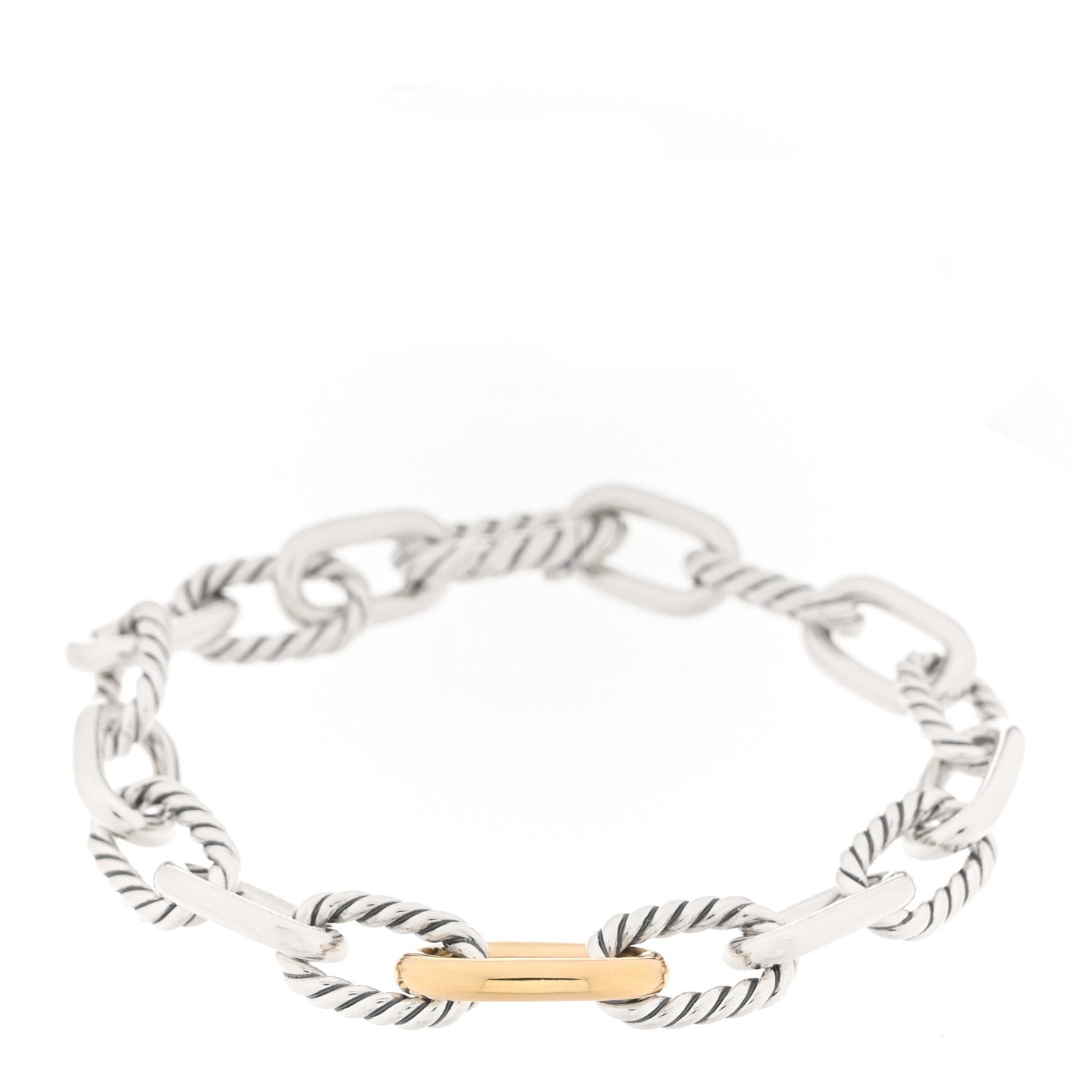 David Yurman Sterling Silver 18K Yellow Gold 8.5mm Madison Chain Bracelet 1 of 3