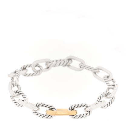 David Yurman Sterling Silver 18K Yellow Gold 8.5mm Madison Chain Bracelet 1 of 3
