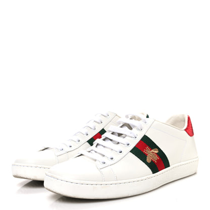 Gucci Calfskin Ayers Bee Embroidered Womens Ace Sneakers 39.5 White Green 4 of 11