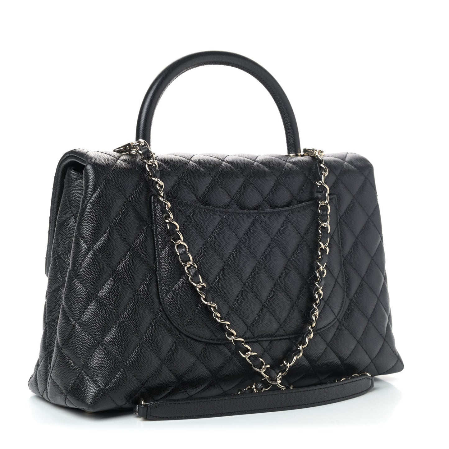 Caviar Quilted Medium Coco Handle Flap Black