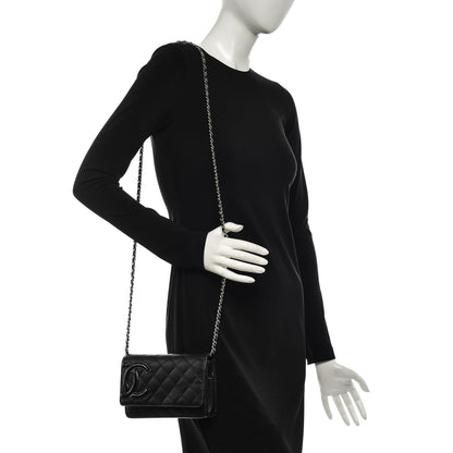 Chanel Calfskin Quilted Cambon Wallet On Chain WOC Black 2 of 7
