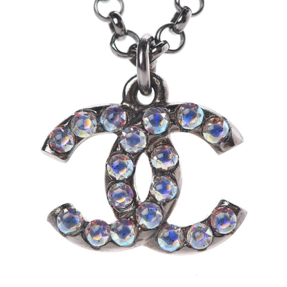 Chanel Ruthenium Crystal CC Necklace Iridescent Purple 4 of 7