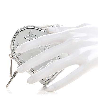 Louis Vuitton Monogram Mirror Heart Coin Purse Silver 2 of 7