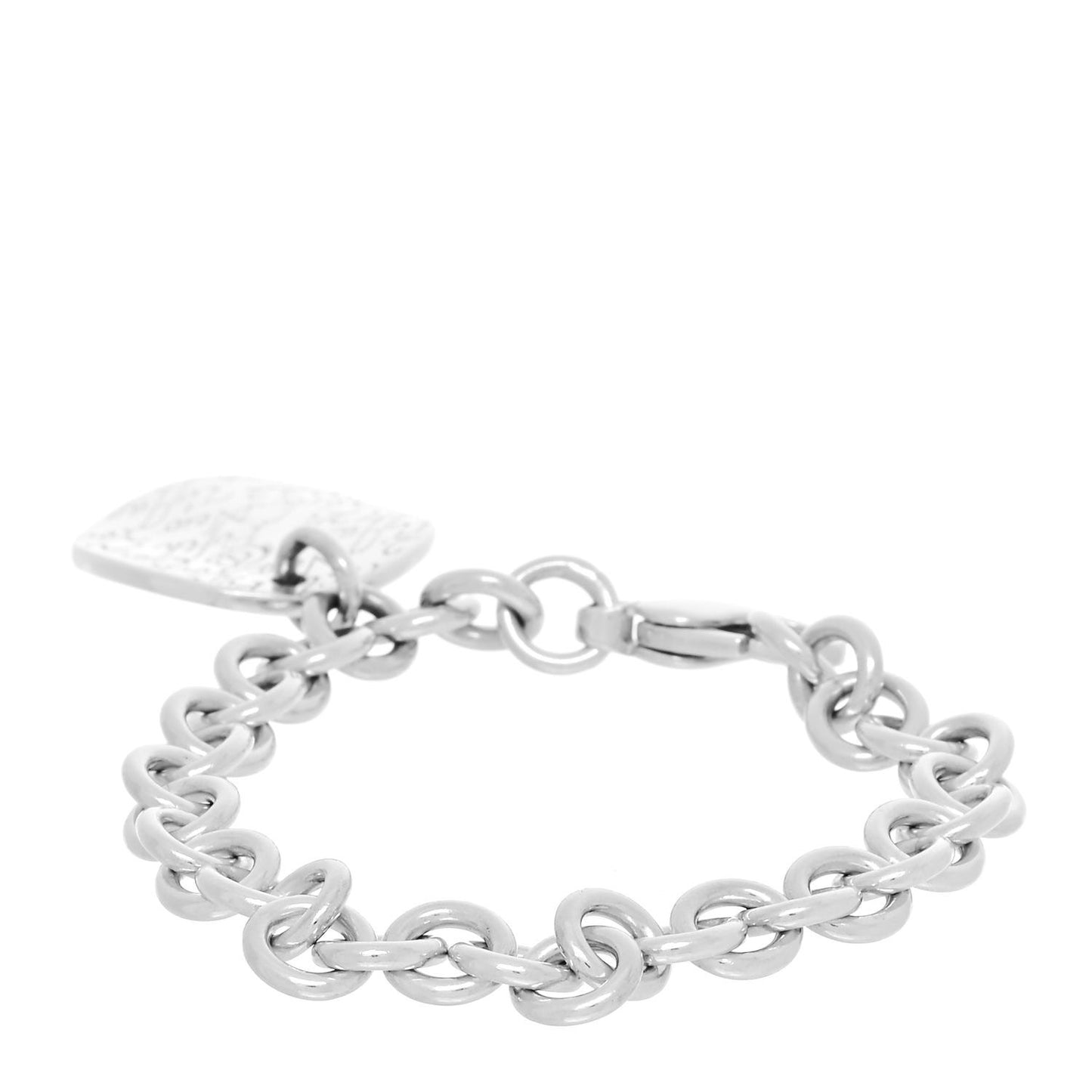 Sterling Silver Notes Round Tag Charm Bracelet