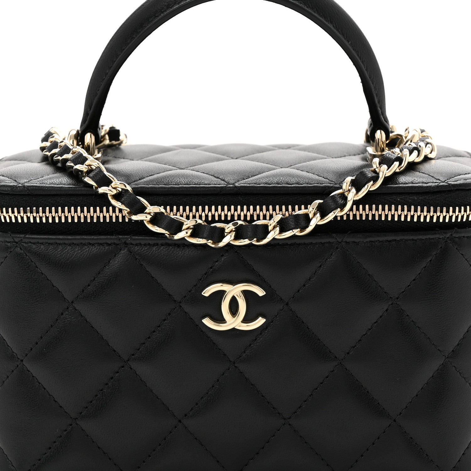 Chanel Lambskin Quilted Small Top Handle Vanity Case With Chain Black 8 of 10