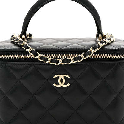 Chanel Lambskin Quilted Small Top Handle Vanity Case With Chain Black 8 of 10